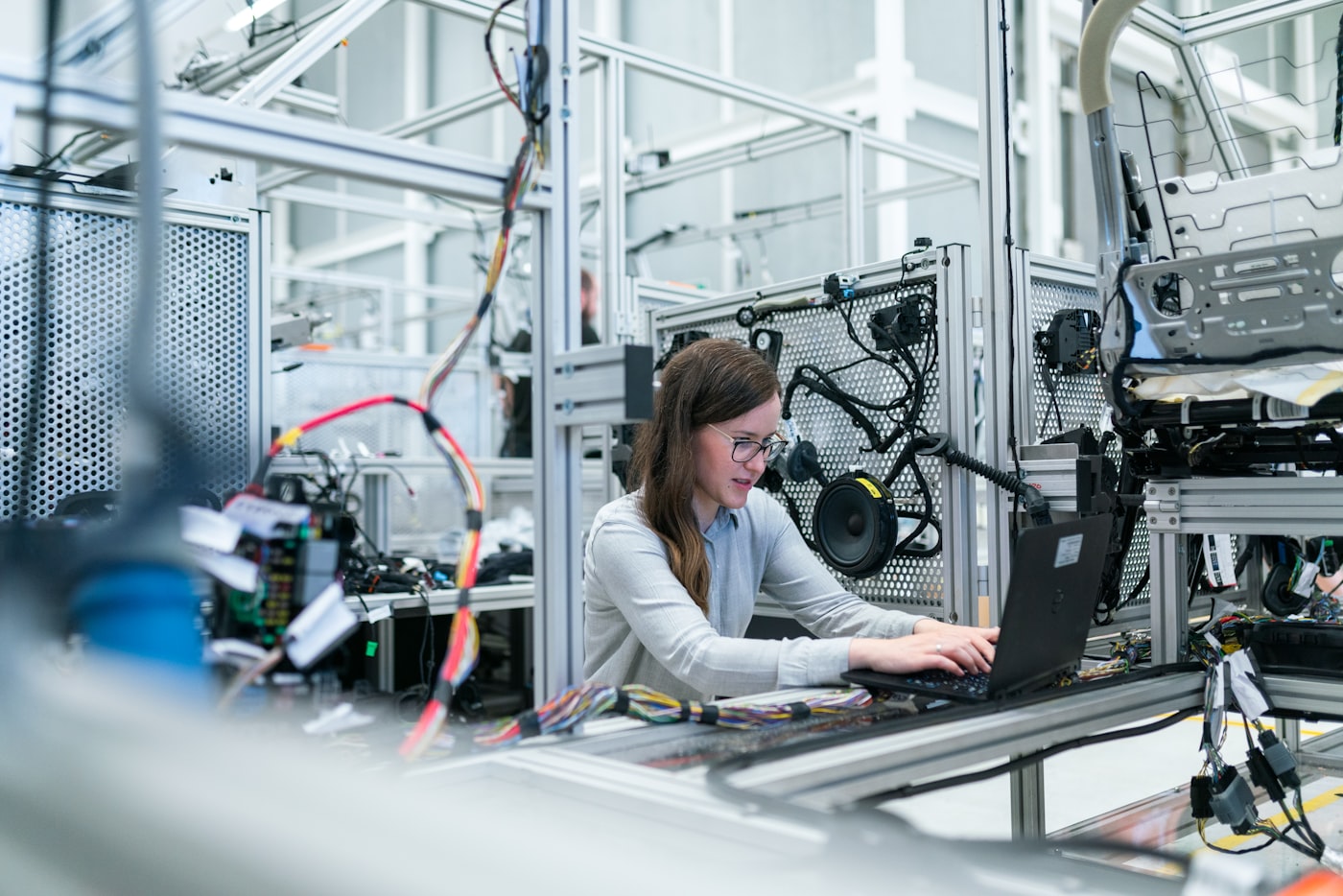 IT specialist controlling systems from a laptop